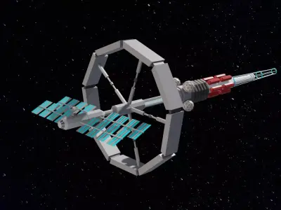 Orbital spaceship Low-poly 3D model