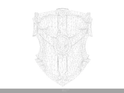 Stylized Skull Warlord Shield Game Ready - AI Low-poly 3D model