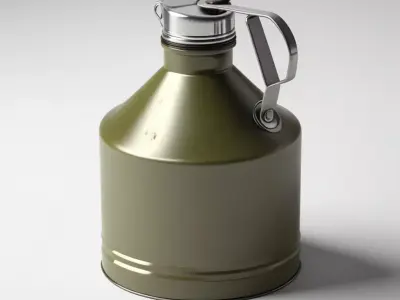 Dented Steel Canteen 3D Model 3D model