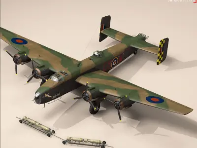 Handley page halifax MK3 RAF 3D model