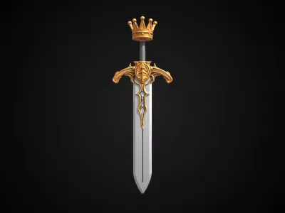 Stylized Rohan Sword - Crown Guard - Game Ready 3D model
