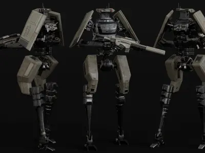 Soldier Robot Low-poly 3D model
