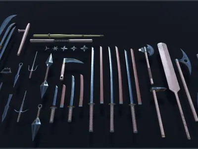 Japanese Weapon Collection Low-poly 3D model
