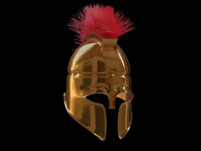 Medieval Golden Spartan Helmet Low-poly 3D model