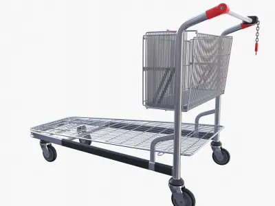 Shopping cart stack v2 Low-poly 3D model