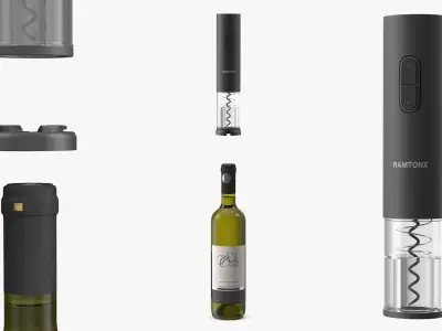 Wine Opener on Bottle Animated 3D model