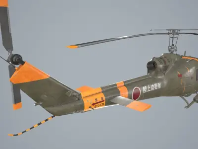 Bell UH-1B JGSDF Basic Animation Low-poly 3D model