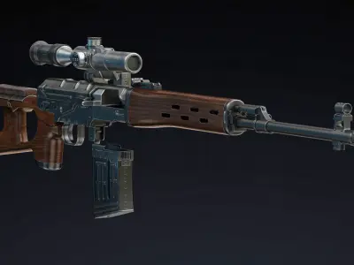 Dragunov Sniper Rifle Low Poly Realistic  Low-poly 3D model