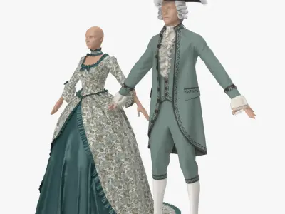 Vintage Clothing Men and Women 3D model