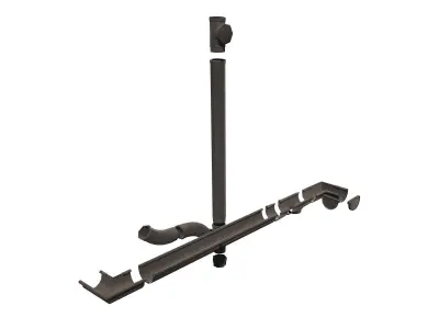 Old Black Gutter System PBR Low-poly 3D model