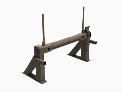 Medieval castle gate winch Low-poly 3D model