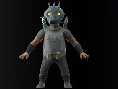 Grondo character from star wars clone wars Free low-poly 3D model