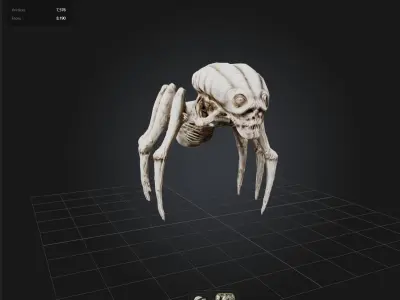 Skeletal Horror Spider Free low-poly 3D model