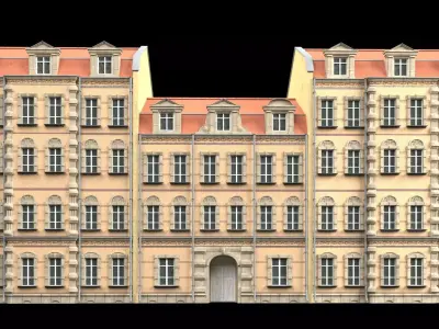 Modular Historicism tenement house Low-poly 3D model