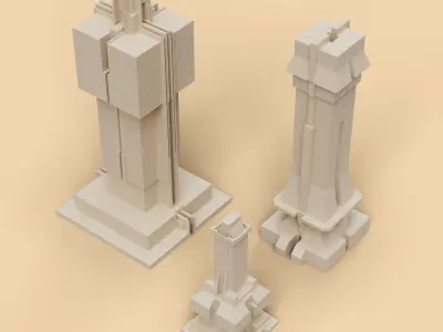 Sci-Fi Cyberpunk Buildings Pack - 13 Buildings Free 3D model