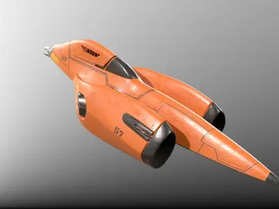 Futuristic sci-fi space racer jet Low-poly 3D model