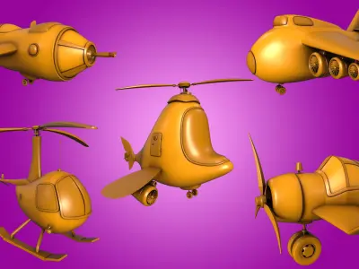 20 Stylized aircraft Base Mesh Vol-7 Low-poly 3D model