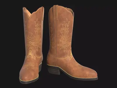Cowboy boots  Low-poly 3D model