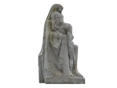 Jesus and Mary Funeral Sculpture Monument Low-poly 3D model