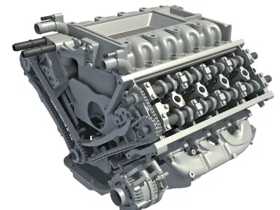 Animated V8 Engine 3D model