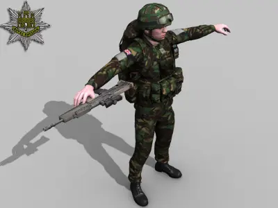 British Royal Anglian Woodland Rigged soldier 3D model