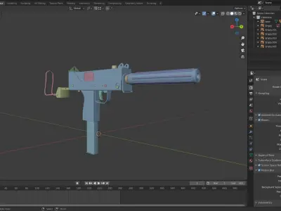 Low poly mac-10 model gun Free low-poly 3D model