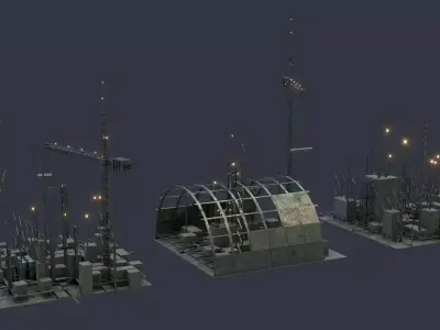 Sci-fi building blocks Free low-poly 3D model