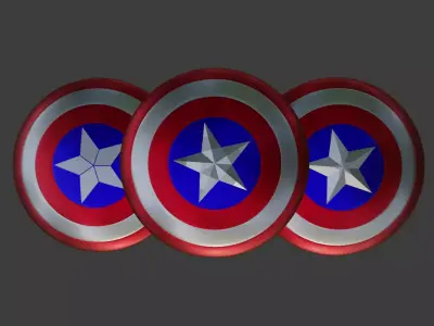 Captain Americas Shield - 3 versions of star Free 3D model