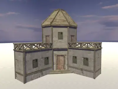 Medieval barracks Low-poly 3D model