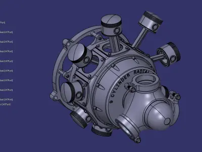 9 Cylinder Radial Engine 3D model