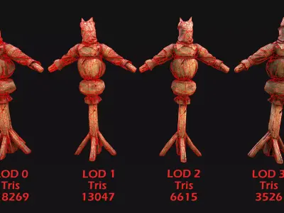 Medieval Wooden Fighting Dummy Mannequin Castle  Environment Low-poly 3D model