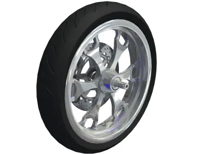 BLack Motorcycle Wheel 3D model 3D model