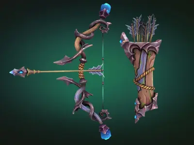 Coastal bow and quiver Low-poly 3D model
