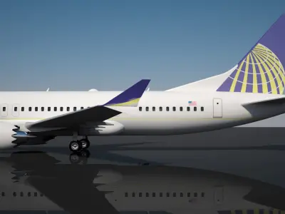 United Airlines 737 MAX-10 Low-poly 3D model