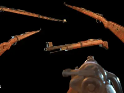 Kar 98 with Scope Silencer Game Ready Low-poly 3D model