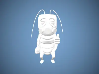 Bug cockroach in a gas mask High Poly 3D Model 3D model