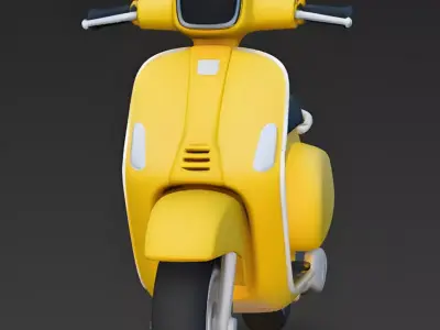 Stylized  Moped Yellow Scooter 3d model Low-poly 3D model