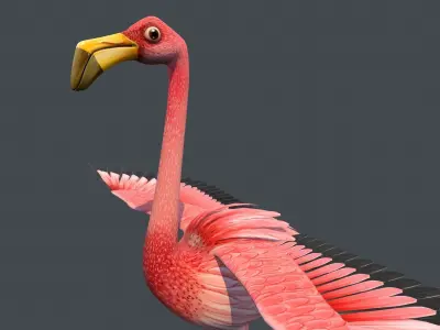 Flamingo bird Low-poly 3D model