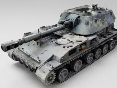 SO-152 2S3 Akatsiya self-propelled gun destroyed by Ukraine 3D model