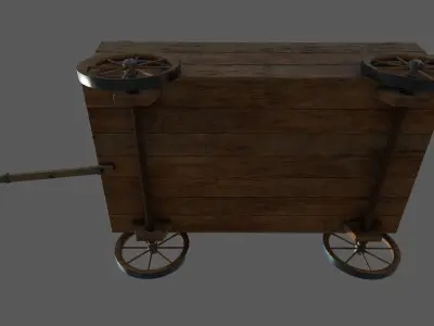 Low-poly wooden wagon 3D model Low-poly 3D model
