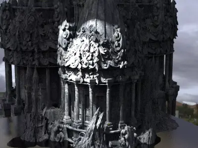 Mountain Castle Retreat Kitbash 4 3D model