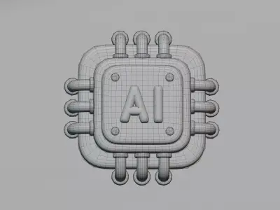 Cartoon Artificial Intelligence AI Chip Low-poly 3D model