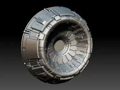 Sci-fi spaceship fighter jet engine flame nozzle 3D model  2 3D model