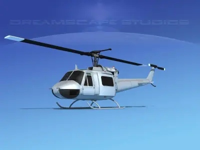 Bell UH-1B Iroquois Bare Metal 3D model