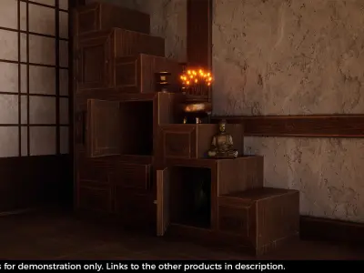 Japanese step chest Low-poly 3D model