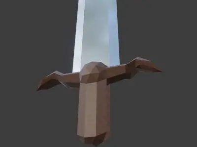 Low-Poly Double edged sword with leather hilt Free low-poly 3D model