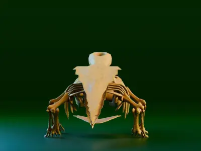 Realistic Ancient Reptilians Fossil - Sarcosuchus Low-poly 3D model