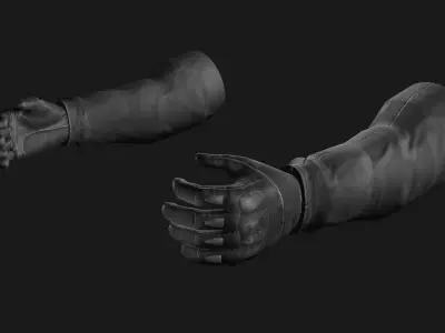 Black Military Gloves - Game Ready Low-poly 3D model