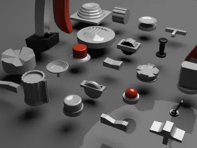 Controls buttons switch trim trigger paddle aircraft 3D model