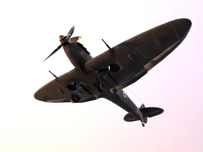 airplane fighter plane spitfire  Low-poly 3D model